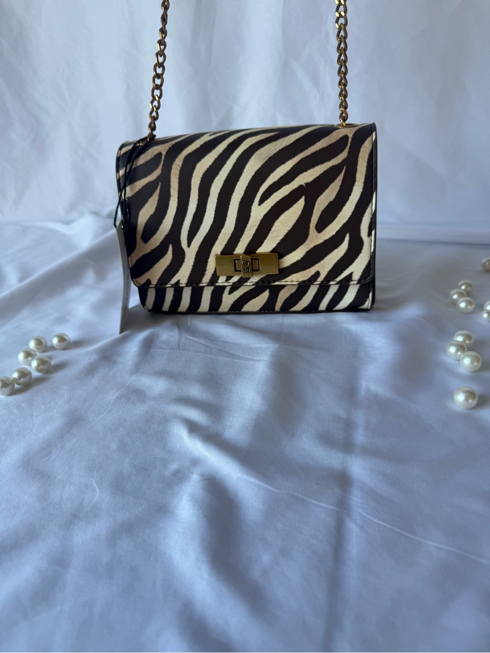 Steve Madden Zebra Print Crossbody Bag - Brown & Cream
